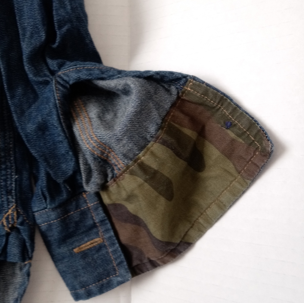 Denim button down shirt & camouflage pants